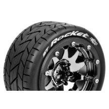 Louise RC MFT ST-ROCKET 1-10 Monster Truck Tire Set Mounted Sport Black Chrome 2.8 Bead-Lock Wheels LR-T3311SBCH