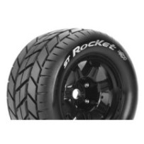 Louise RC MFT ST-ROCKET 1-8 Stadium Truck Tire Set Mounted Sport Black 3.8 Bead Style Wheels 1/2 LR-T3324BH