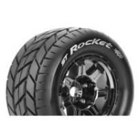 Louise RC MFT ST-ROCKET 1-8 Stadium Truck Tire Set Mounted Sport Black Chrome 3.8 Bead Style Wheels LR-T3324BC