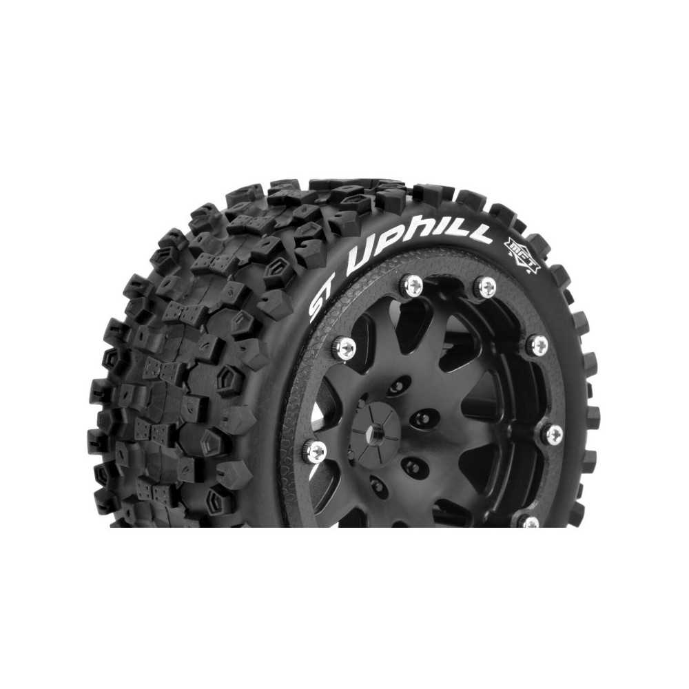 Louise RC MFT ST-UPHILL 1-10 Monster Truck Tire Set Mounted Sport Black 2.8 Bead-Lock Wheels 0 LR-T3313SB
