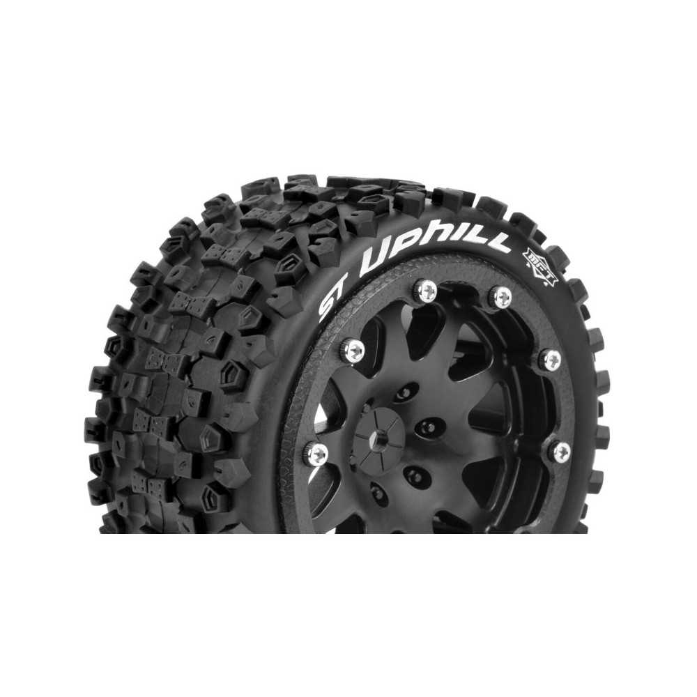 Louise RC MFT ST-UPHILL 1-10 Monster Truck Tire Set Mounted Sport Black 2.8 Bead-Lock Wheels 1/2 LR-T3313SBM