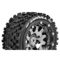 Louise RC MFT ST-UPHILL 1-10 Monster Truck Tire Set Mounted Sport Black Chrome 2.8 Bead-Lock Wheels LR-T3313SBC
