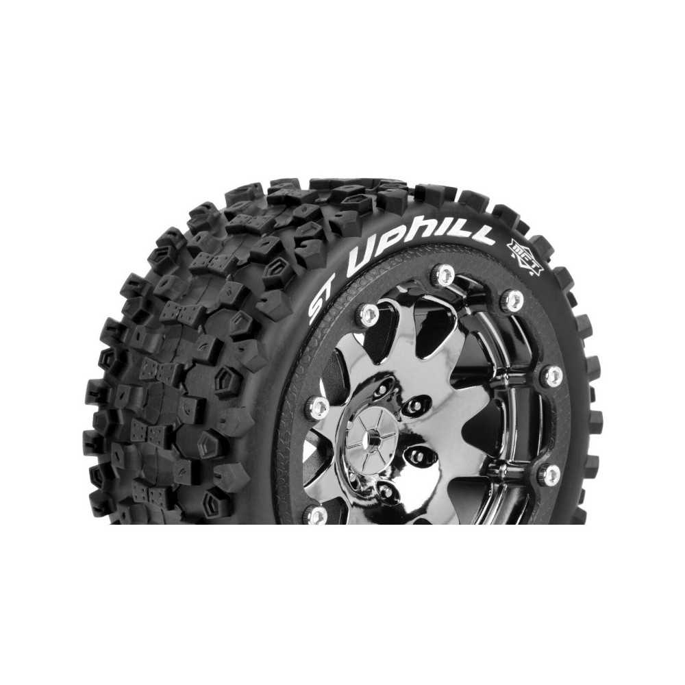 Louise RC MFT ST-UPHILL 1-10 Monster Truck Tire Set Mounted Sport Black Chrome 2.8 Bead-Lock Wheels LR-T3313SBC Louise RC MFT ST-UPHILL 1-10 Monster Truck Tire Set Mounted Sport Black Chrome 2.8 Bead-Lock Wheels LR-T3313SBC