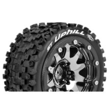 Louise RC MFT ST-UPHILL 1-10 Monster Truck Tire Set Mounted Sport Black Chrome 2.8 Bead-Lock Wheels LR-T3313SBCH
