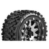 Louise RC MFT ST-UPHILL 1-10 Monster Truck Tire Set Mounted Sport Black Chrome 2.8 Bead-Lock Wheels LR-T3313SBCH