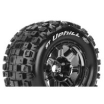 Louise RC MFT ST-UPHILL 1-8 Stadium Truck Tire Set Mounted Sport Black Chrome 3.8 Bead Style Wheels LR-T3326BCH