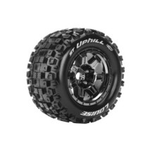 Louise RC MFT ST-UPHILL 1-8 Stadium Truck Tire Set Mounted Sport Black Chrome 3.8 Bead Style Wheels LR-T3326BCH