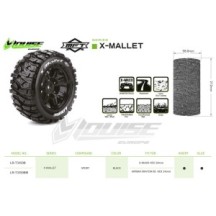 Louise RC MFT X-MALLET Tire Set for X-Maxx Mounted Sport Black wheels Hex 24mm LR-T3350B