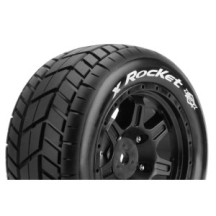 Louise RC MFT X-ROCKET KRATON 8S Serie Tire Set Mounted Sport Black Wheels Hex 24mm LR-T3295BM