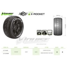 Louise RC MFT X-ROCKET KRATON 8S Serie Tire Set Mounted Sport Black Wheels Hex 24mm LR-T3295BM