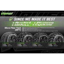 Louise RC MFT X-ROCKET KRATON 8S Serie Tire Set Mounted Sport Black Wheels Hex 24mm LR-T3295BM