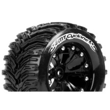 Louise RC MT-CYCLONE 1-10 Monster Truck Tire Set Mounted Soft Black 2.8 Wheels 0-Offset Hex 12mm LR-T3226SB