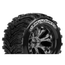 Louise RC MT-CYCLONE 1-10 Monster Truck Tire Set Mounted Soft Black Chrome 2.8 Wheels Hex 14mm LR-T3226SBCM