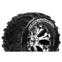 Louise RC MT-CYCLONE 1-10 Monster Truck Tire Set Mounted Soft Chrome 2.8 Wheels 1/2-Offset Hex 12mm LR-T3226SCH