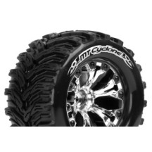 Louise RC MT-CYCLONE 1-10 Monster Truck Tire Set Mounted Soft Chrome 2.8 Wheels Hex 12mm LR-T3226SC