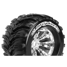 Louise RC MT-CYCLONE 1-8 Monster Truck Tire Set Mounted Sport Felgen 3.8 Chrom 0-Offset Hex 17mm LR-T3220C