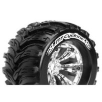 Louise RC MT-CYCLONE 1-8 Monster Truck Tire Set Mounted Sport Felgen 3.8 Chrom 0-Offset Hex 17mm LR-T3220C
