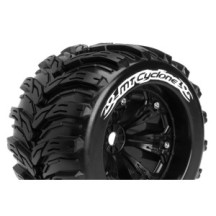 Louise RC MT-CYCLONE 1-8 Monster Truck Tire Set Mounted Sport Felgen 3.8 Schwarz 0-Offset Hex 17mm LR-T3220B