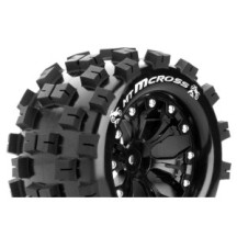 Louise RC MT-MCROSS 1-10 Monster Truck Tire Set Mounted Sport Black 2.8 Wheels 0-Offset Hex 12mm LR-T3274SB