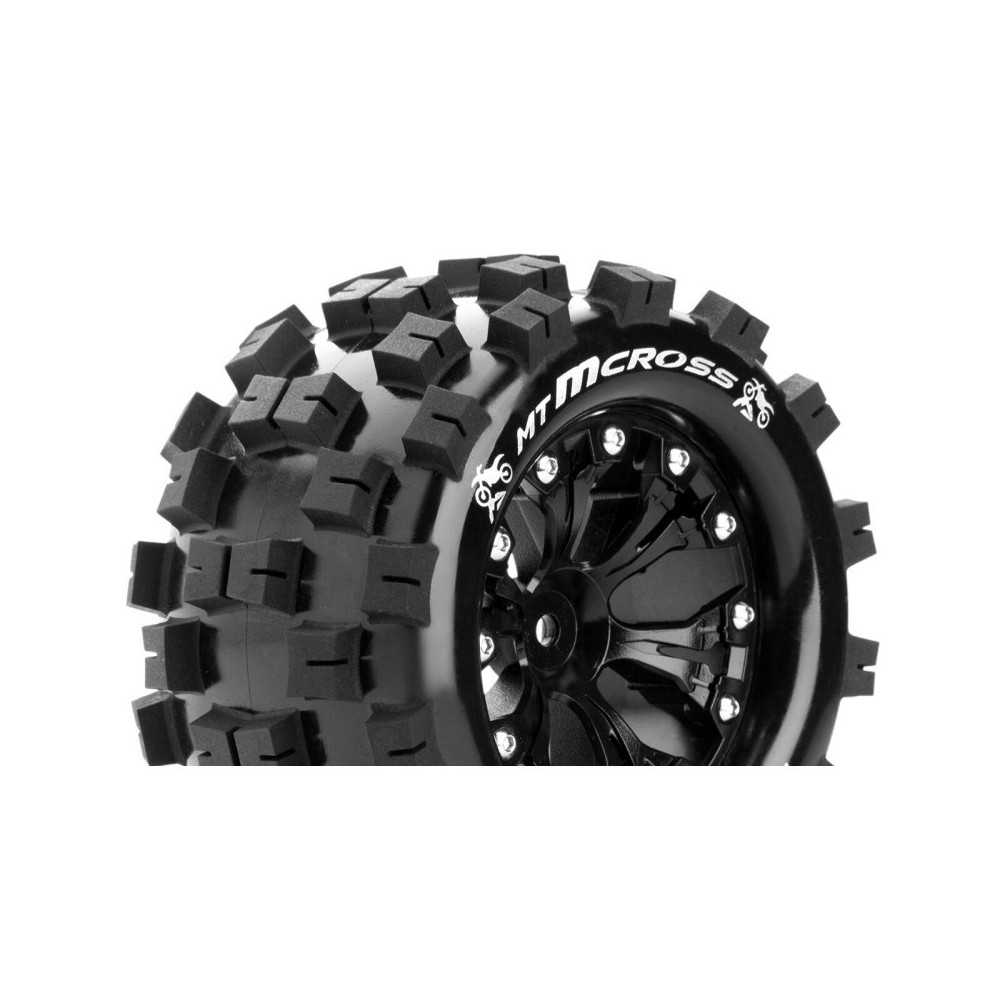 Louise RC MT-MCROSS 1-10 Monster Truck Tire Set Mounted Sport Black 2.8 Wheels 1/2-Offset Hex 12mm LR-T3274SBH