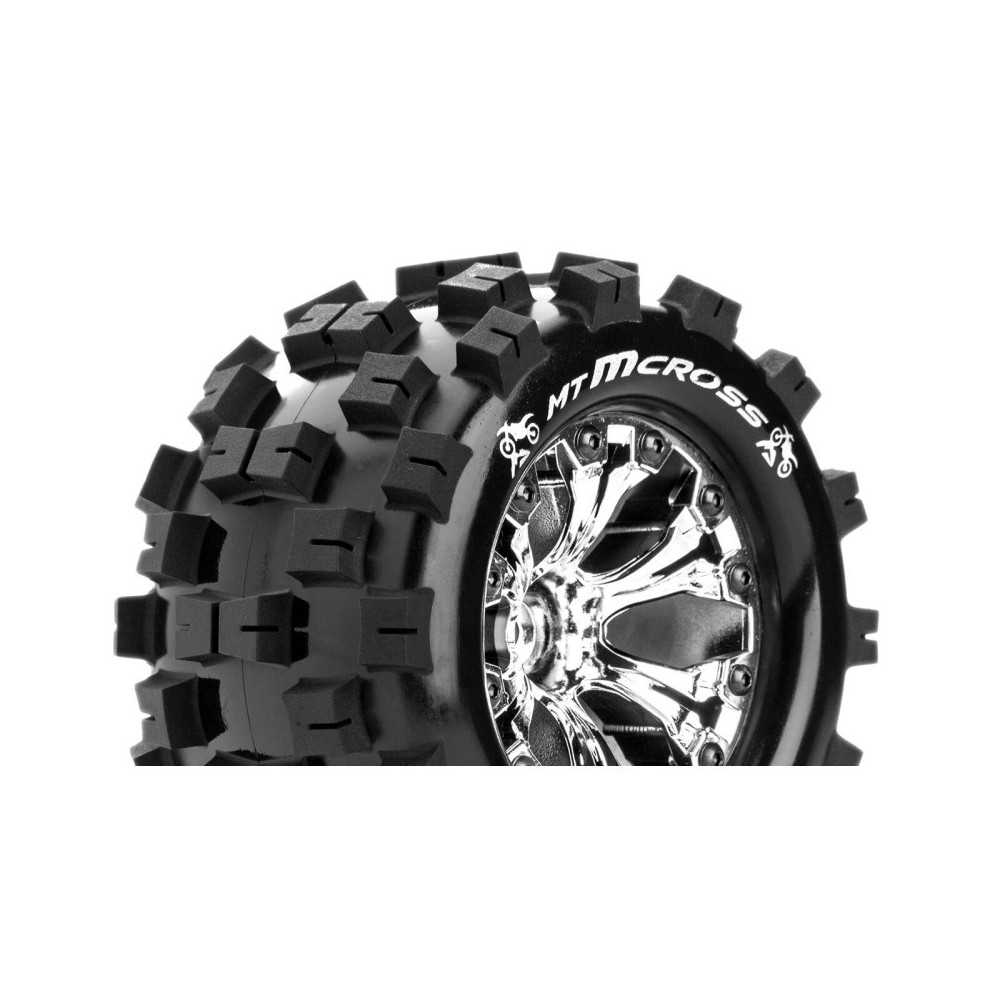 Louise RC MT-MCROSS 1-10 Monster Truck Tire Set Mounted Sport Chrome 2.8 Wheels 1/2-Offset Hex 12mm LR-T3274SCH