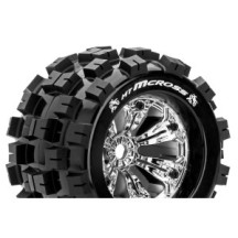Louise RC MT-MCROSS 1-8 Monster Truck Tire Set Mounted Sport Felgen 3.8 Chrom 0-Offset Hex 17mm LR-T3276C