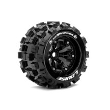 Louise RC MT-MCROSS 1-8 Monster Truck Tire Set Mounted Sport Felgen 3.8 Schwarz 1/2-Offset Hex 17mm LR-T3276BH