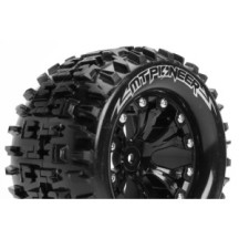 Louise RC MT-PIONEER 1-10 Monster Truck Tire Set Mounted Sport Black 2.8 Wheels 0-Offset Hex 12mm LR-T3202SB