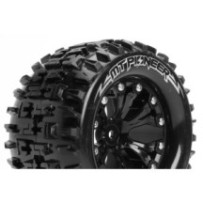 Louise RC MT-PIONEER 1-10 Monster Truck Tire Set Mounted Sport Black 2.8 Wheels 0-Offset Hex 12mm LR-T3202SB