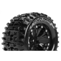 Louise RC MT-PIONEER 1-10 Monster Truck Tire Set Mounted Sport Black 2.8 Wheels Hex 14mm LR-T3202SBM