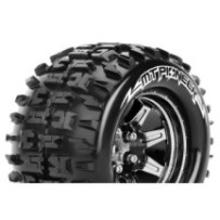 Louise RC MT-PIONEER 1-10 Monster Truck Tire Set Mounted Sport Black Chrome 2.8 Wheels Hex 14mm LR-T3202SBCM