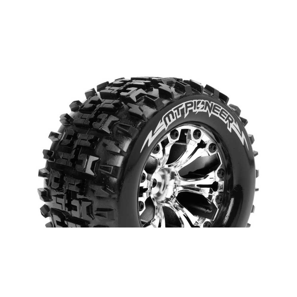Louise RC MT-PIONEER 1-10 Monster Truck Tire Set Mounted Sport Chrome 2.8 Wheels 1/2-Offset Hex 12mm LR-T3202SCH