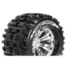 Louise RC MT-PIONEER 1-8 Monster Truck Tire Set Mounted Sport Felgen 3.8 Chrom 0-Offset Hex 17mm LR-T3218C