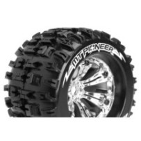 Louise RC MT-PIONEER 1-8 Monster Truck Tire Set Mounted Sport Felgen 3.8 Chrom 0-Offset Hex 17mm LR-T3218C