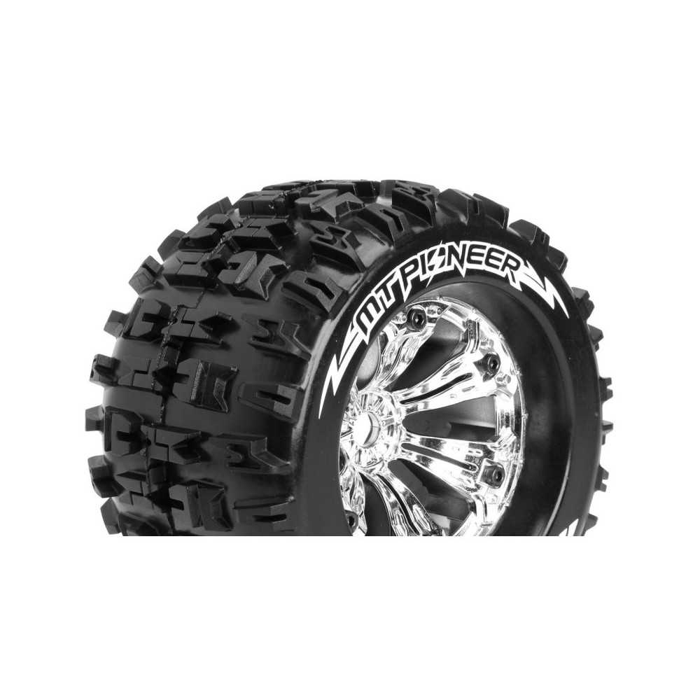 Louise RC MT-PIONEER 1-8 Monster Truck Tire Set Mounted Sport Felgen 3.8 Chrom 0-Offset Hex 17mm LR-T3218C