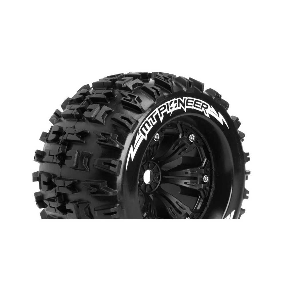 Louise RC MT-PIONEER 1-8 Monster Truck Tire Set Mounted Sport Felgen 3.8 Schwarz 0-Offset Hex 17mm LR-T3218B