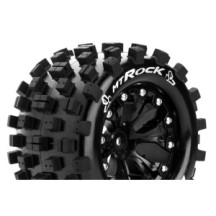 Louise RC MT-ROCK 1-10 Monster Truck Tire Set Mounted Sport Black 2.8 Wheels 0-Offset 12mm LR-T3275SB