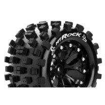 Louise RC MT-ROCK 1-10 Monster Truck Tire Set Mounted Sport Black 2.8 Wheels 1/2-Offset Hex 12mm LR-T3275SBH