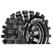 Louise RC MT-ROCK 1-10 Monster Truck Tire Set Mounted Sport Black Chrome 2.8 Wheels Hex 14mm LR-T3275SBCM