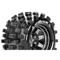 Louise RC MT-ROCK 1-10 Monster Truck Tire Set Mounted Sport Black Chrome 2.8 Wheels Hex 14mm LR-T3275SBCM