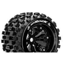 Louise RC MT-ROCK 1-8 Monster Truck Tire Set Mounted Sport Felgen 3.8 Schwarz 0-Offset Hex 17mm LR-T3277B