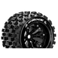 Louise RC MT-ROCK 1-8 Monster Truck Tire Set Mounted Sport Felgen 3.8 Schwarz 0-Offset Hex 17mm LR-T3277B