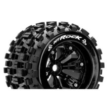 Louise RC MT-ROCK 1-8 Monster Truck Tire Set Mounted Sport Felgen 3.8 Schwarz 1/2-Offset Hex 17mm LR-T3277BH