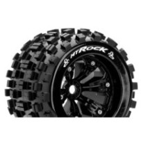 Louise RC MT-ROCK 1-8 Monster Truck Tire Set Mounted Sport Felgen 3.8 Schwarz 1/2-Offset Hex 17mm LR-T3277BH