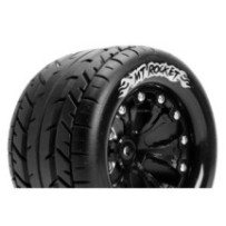 Louise RC MT-ROCKET 1-10 Monster Truck Tire Set Mounted Sport Black 2.8 Wheels 0-Offset Hex 12mm LR-T3201SB