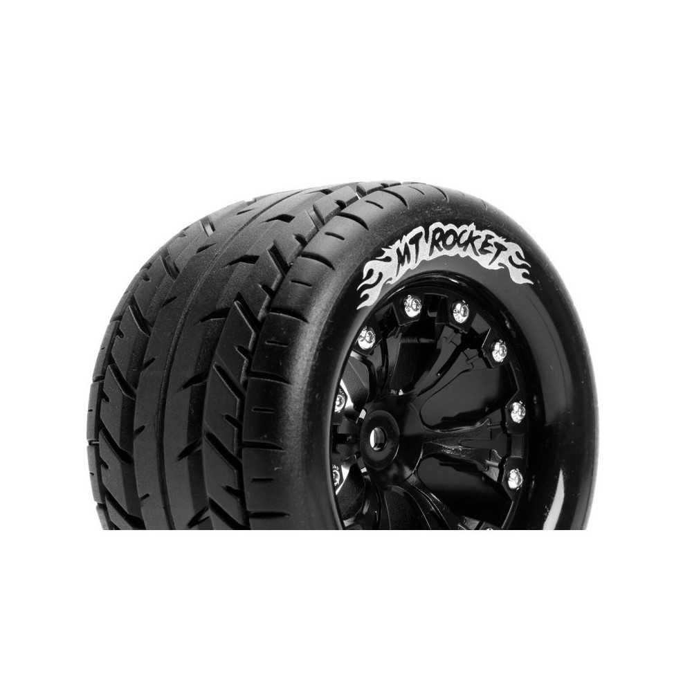 Louise RC MT-ROCKET 1-10 Monster Truck Tire Set Mounted Sport Black 2.8 Wheels 1/2-Offset Hex 12mm LR-T3201SBH