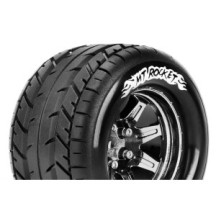 Louise RC MT-ROCKET 1-10 Monster Truck Tire Set Mounted Sport Black Chrome 2.8 Wheels Hex 14mm LR-T3201SBCM