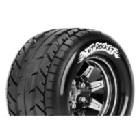 Louise RC MT-ROCKET 1-10 Monster Truck Tire Set Mounted Sport Black Chrome 2.8 Wheels Hex 14mm LR-T3201SBCM