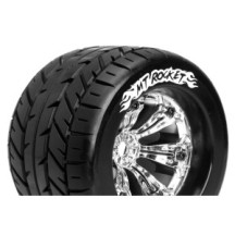 Louise RC MT-ROCKET 1-8 Monster Truck Tire Set Mounted Sport Felgen 3.8 Chrom 0-Offset Hex 17mm LR-T3217C