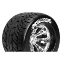 Louise RC MT-ROCKET 1-8 Monster Truck Tire Set Mounted Sport Felgen 3.8 Chrom 1/2-Offset Hex 17mm LR-T3217CH